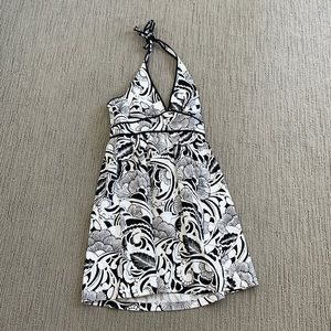 A.n.a. Black and white halter top dress knee length